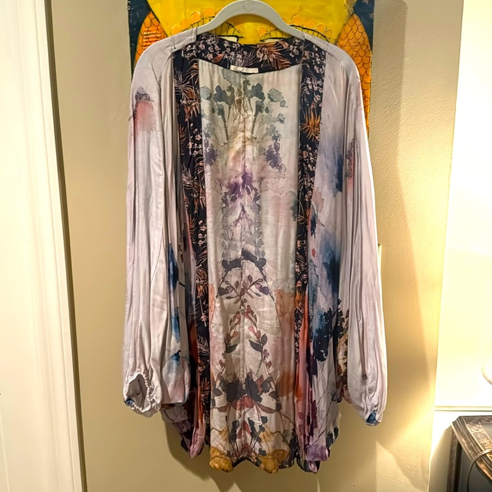 Anthropologie Floral Watercolor Kimono Jacket